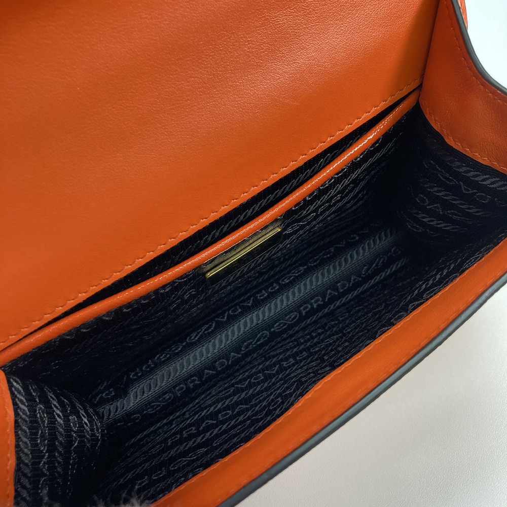 PRADA Saffiano Leather Chain Shoulder Bag Orange - Picture 6 of 6